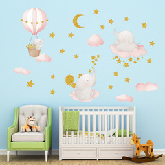 廠家跨境新款小象熱氣球月亮星星牆貼客廳臥室兒童房裝飾貼畫P-2