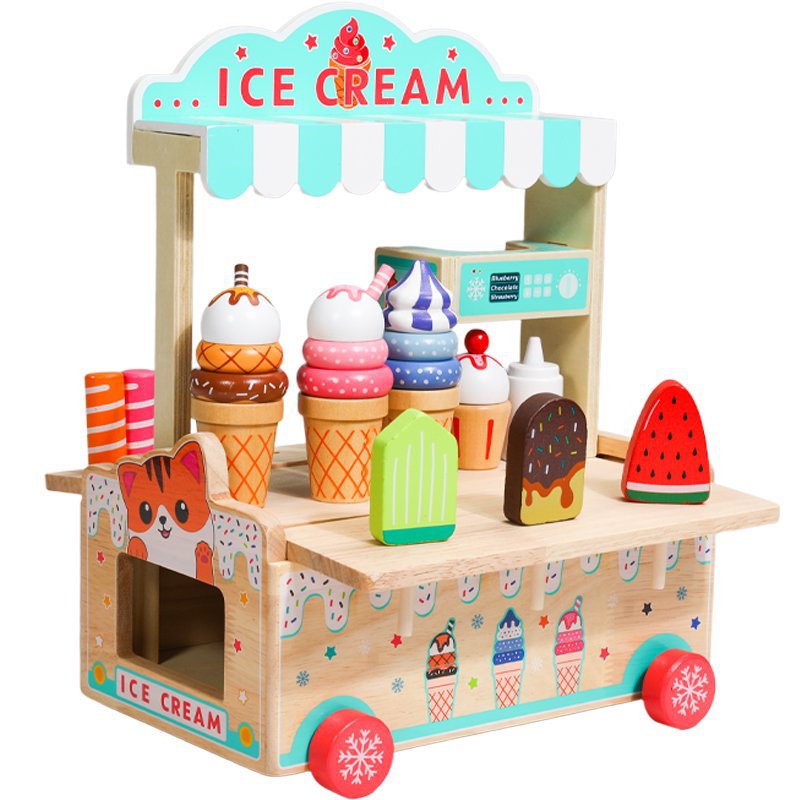 Hielo divertido de simulación de madera para niños, paletas, bloques de construcción de madera, juegos de cocina para bebés, juguetes al por mayor