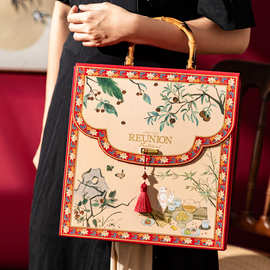 2025年月饼礼盒高级感新款中秋包装盒高端6粒8粒流心国风手提空盒