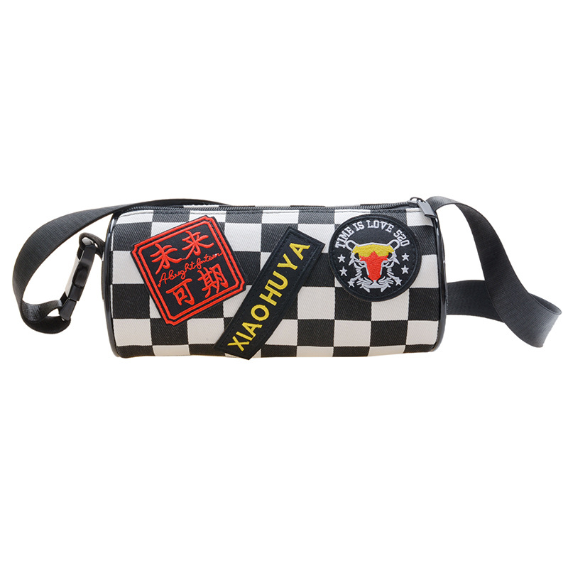 Nuevo bolso de mujer vaquero de primavera 2025 versión coreana del tablero de ajedrez bolso de hombro único cubo de agua bolso de padres e hijos