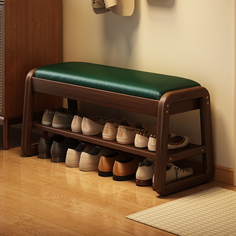 Taburete de cambio de zapatos de madera sólida para uso doméstico en la puerta de entrada se puede sentar y usar taburete de zapatos armario de zapatos integrado almacenamiento de alta calidad
