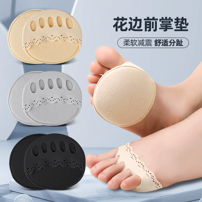 Горячая кружевная Подушка с полым Дырявом на носке передней части стопы Amazon, мягкая дышащая подушка, износостойкие невидимые носки с половинным носком