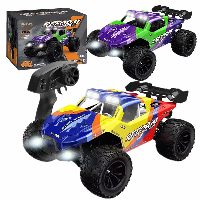 New cross-border product: 1:14 full-scale four-wheel drive remote control high-speed off-road semi-truck with lights, electric monster truck 40KM/H