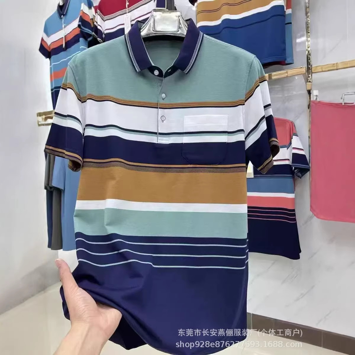 夏季爆款男翻领短袖t恤爸爸男装大码商务男款polo衫外贸服装货源