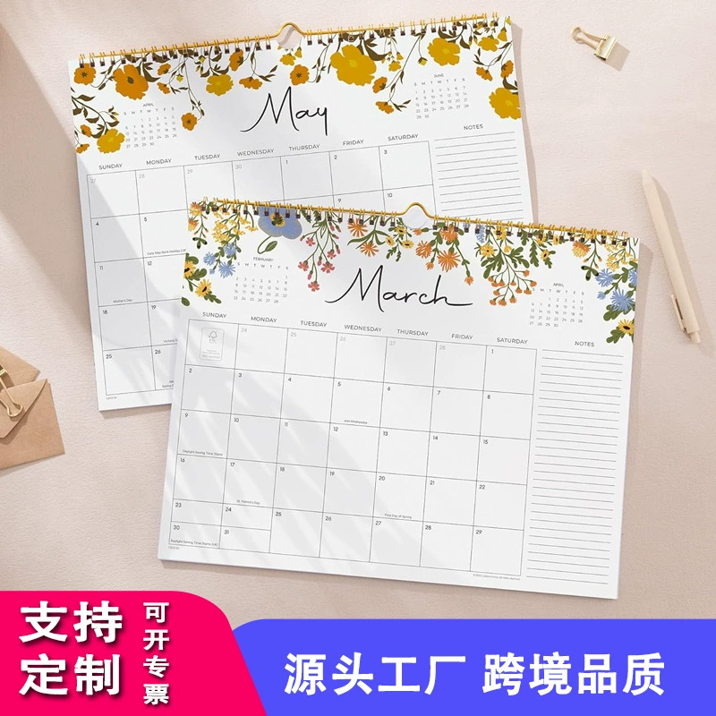 Английский календарь на 2026 по индивидуальному заказу Amazon, трансграничный настенный календарь с обратным отсчетом, английский настольный повседневный настольный календарь на катушке, индивидуальный