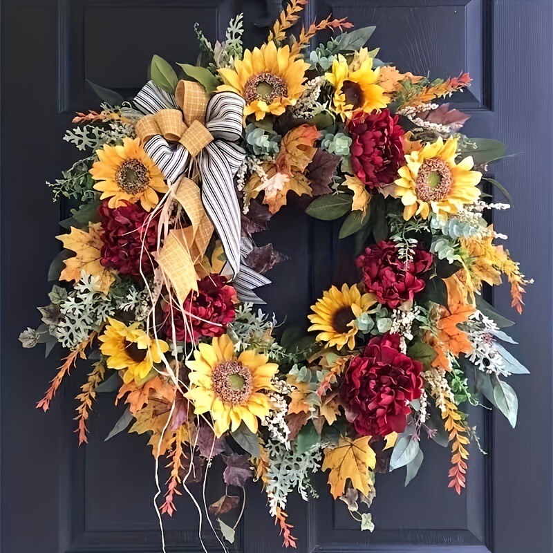 Wildflower Country Sunflower Wreath Harvest Festival Home Door Decorations Autumn Wreath Thanksgiving Decorations Amazon