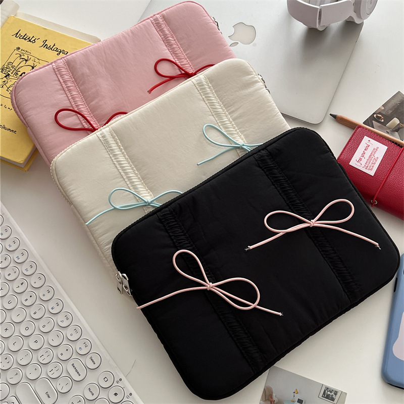 Cross-border South Korea tablet bag ins wind elastic tie bow 11/13/15 inch notebook liner bag