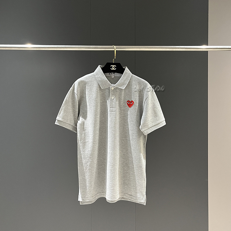 Ami日系トレンドcdgハートハート男女ポロシャツカップル半袖tシャツ