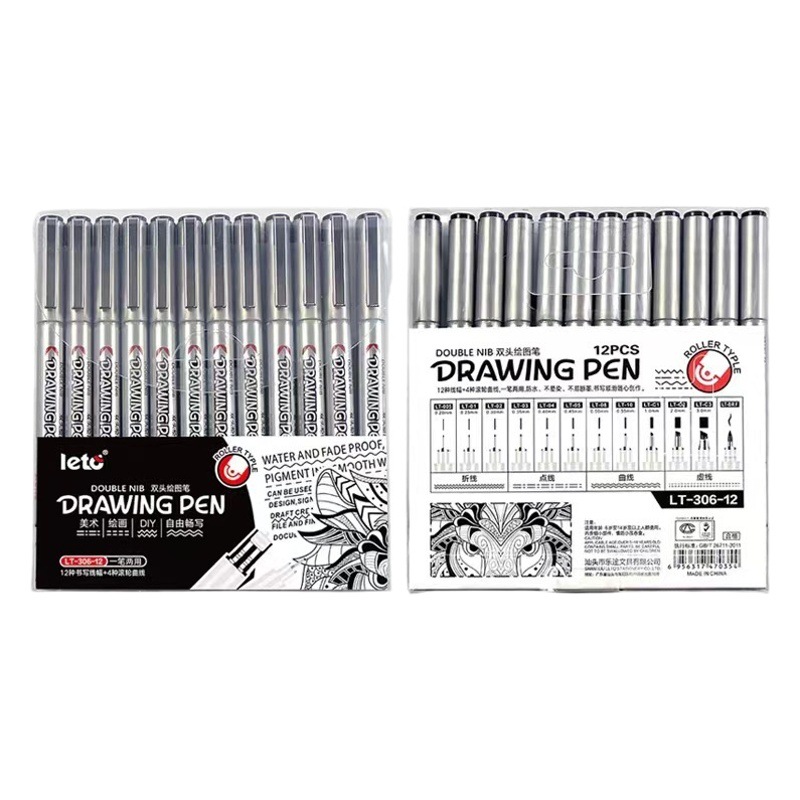 Architect exam special double-headed needle pen roller drawing exam wall line Pen design waterproof line management black pen