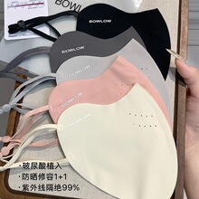 凉芳新款防晒口罩女时尚显脸小冰丝护眼角遮阳面罩透气网眼口罩