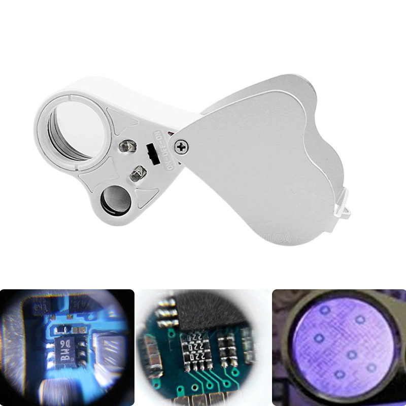 Chuda 30 раз 60 раз LED с легкими двойными украшениями 9889 карманное увеличительное стекло высокой мощности античный нефрит идентификация