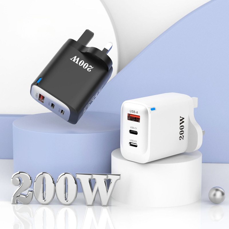 New Private Model 1U+2C Multi-Port Charging Head 200W Travel Power Charger European, American and British Standard Charger