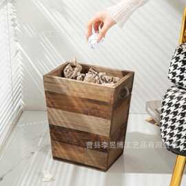 木质杂物收纳盒无盖木盒家用垃圾筐储物盒方形厨房收纳筐整理盒