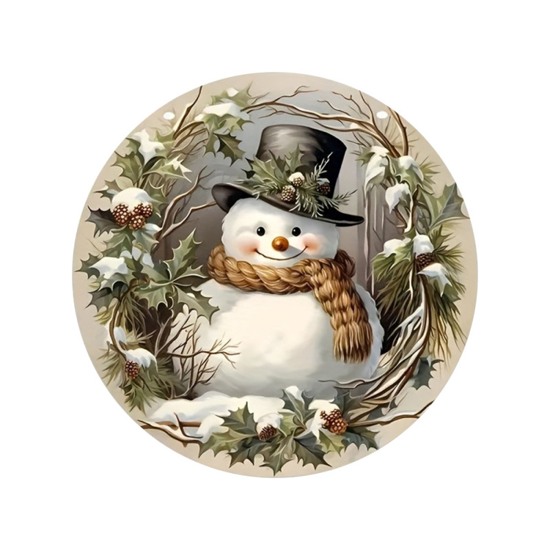 現物サンタクロース雪だるまヘラジカ円形標識クリスマス装飾看板ペンダント木製工芸品|undefined