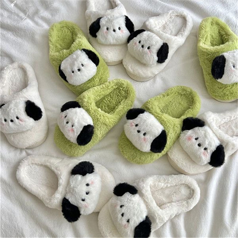 Pacha Dog nuevas zapatillas de algodón de felpa fondo grueso antideslizante pareja casa Zapatillas de algodón lindos hombres y mujeres Zapatillas de algodón