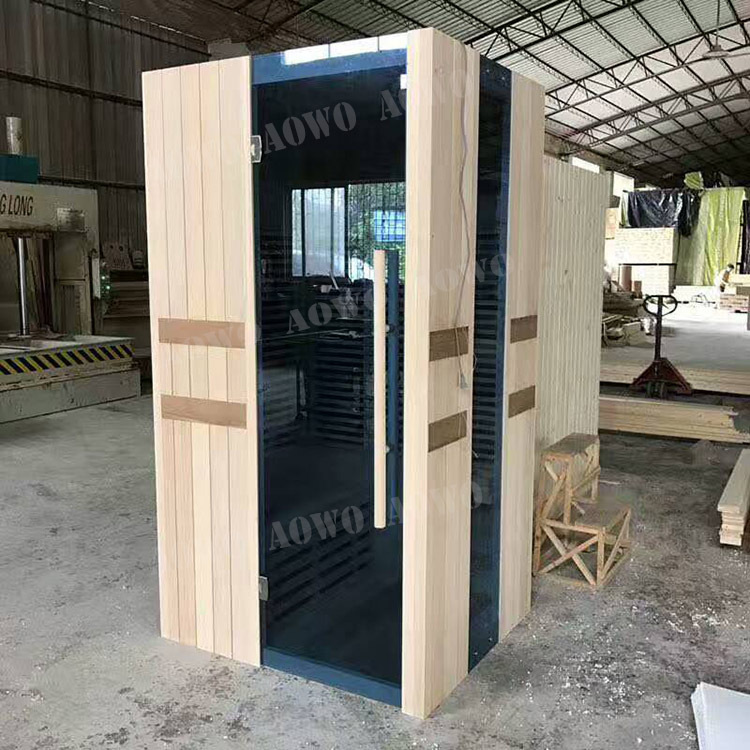 Doble onda de luz del infrarrojo lejano sala de fisioterapia uso familiar sudor humeante Sala pequeño apartamento sauna sala de material de abeto de hierro