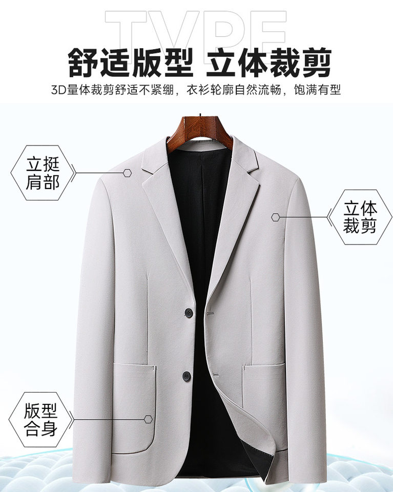 Áo vest nam công sở co giãn không cần ủi dáng ôm, tay dài, mùa xuân thu — Màu đen, Trắng be, Xanh hải quân chi tiết 8