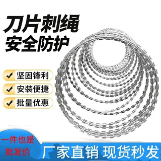 不锈钢滚笼刺网防盗防爬围墙防护网热镀锌带刺铁丝护栏网刀片刺绳