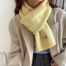 韩版糖果色针织围巾时尚冬季保暖外出防寒学生纯色含羊毛毛线围脖