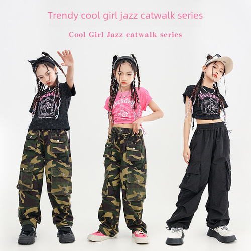 Jazz Dance Costume for Girls, Practice Work Pants Set for Female Child, Trendy Brand Children's Jazz Performance Outfit, New Arrival