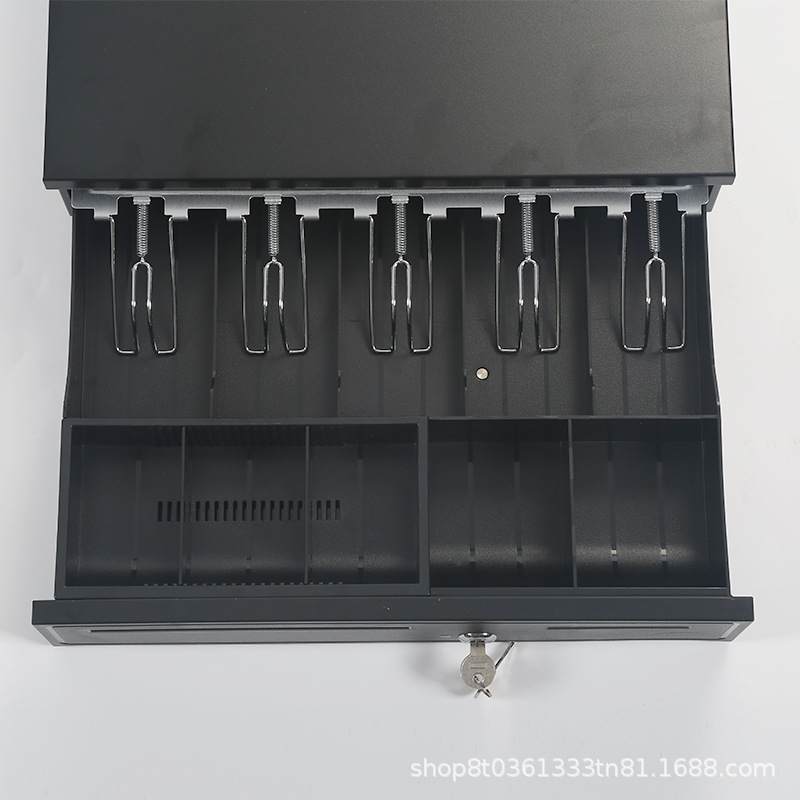 Caja de efectivo metálica de cinco compartimentos y tres niveles, tipo cajón de caja registradora para supermercado, para cambio.