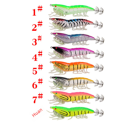 Lure Wood Shrimp Squid Explosive Hook Simulation Glowing Soft-Shank Shrimp 11.7cm/20.5g Explosive Hook Squid Hook