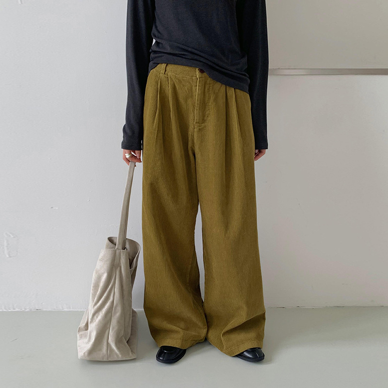 【Special Offer, No Returns or Exchanges】Sunai Korean-Style Corduroy Wide-Leg Casual Pants for Women, Autumn and Winter High-Waisted Versatile Pants