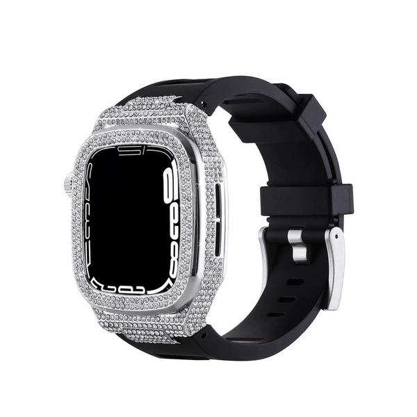 Silver shell+black strap