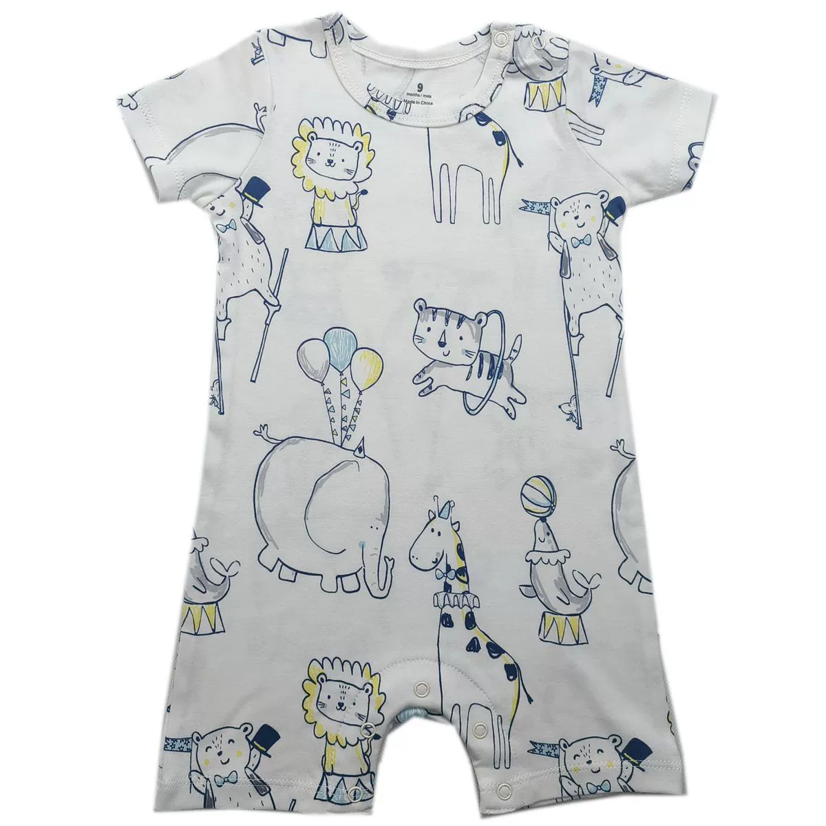 Foreign trade short crawl [double-sided cotton] baby animal floral floral shoulder open button one-piece short-sleeved crawl suit for men, women and infants