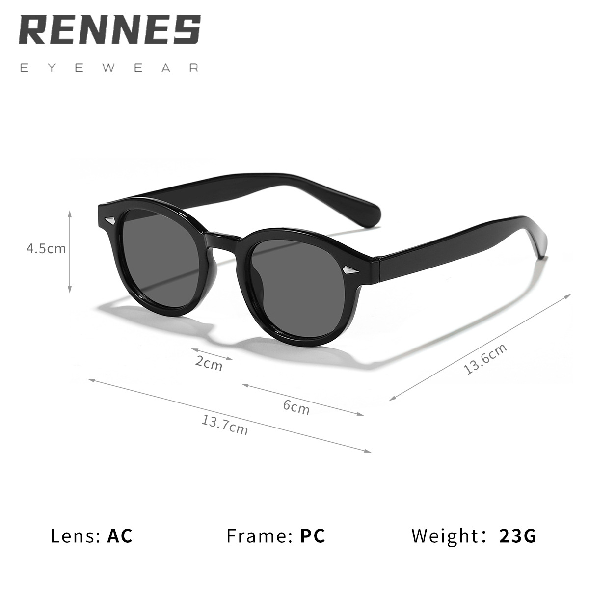 Nuevo clavo beige retro pequeño marco redondo océano pieza hombres y mujeres de moda todo-fósforo UV prueba gafas de sol