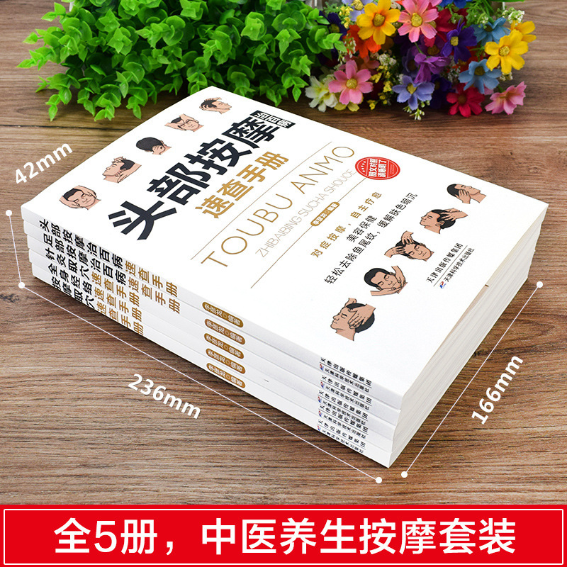 전신 경락, 침술, 두피 마사지, 발 마사지, 만병 치료를 위한 속보 매뉴얼 전 5권