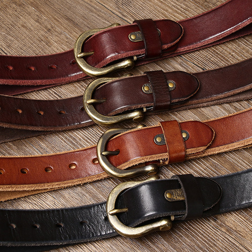 Bold and thickened horseshoe buckle belt for men, genuine leather, pure cowhide, trendy, versatile, fashionable, retro, casual jeans belt