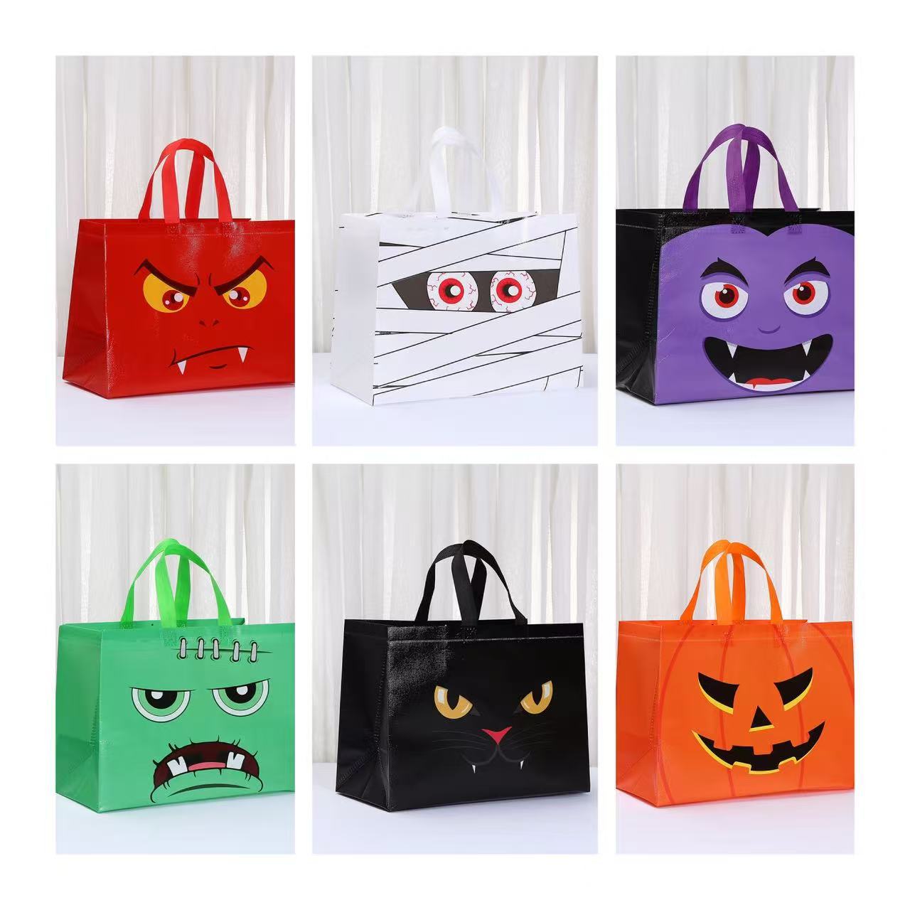 新款小怪兽万圣节系列手提袋万圣节礼物礼品袋防水外卖购物袋批发
