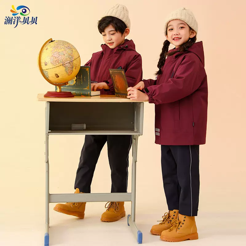 加绒幼儿园园服小学生校服套装秋冬三件套可拆卸冲锋衣服班服代发