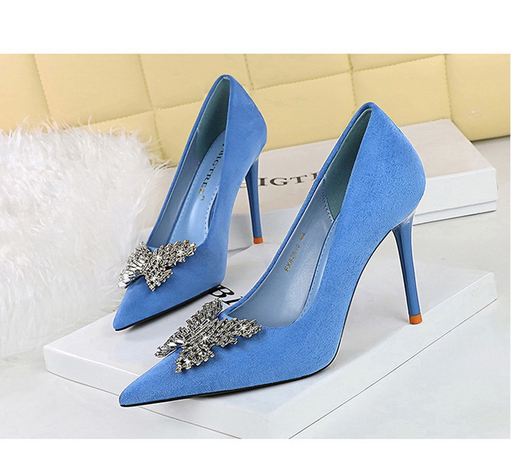 Women's Shoes banquet high heels stiletto women's shoes suede shallow mouth pointed metal butterfly rhinestone single shoes_voghion.com