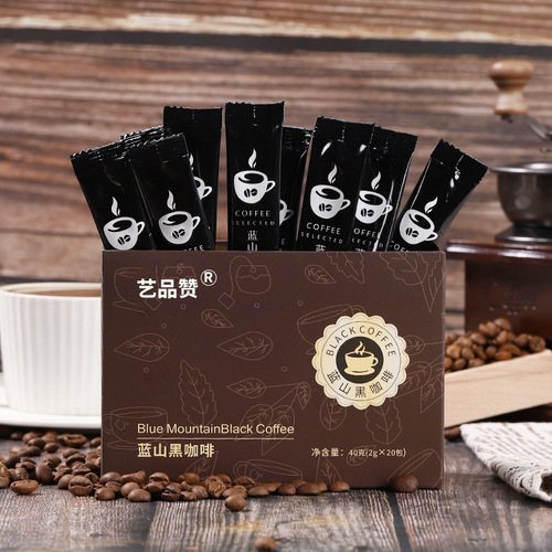 Blue Mountain Black Coffee, American Style Instant High Concentration Pure Black Coffee Powder for Staying Awake and Boosting Energy