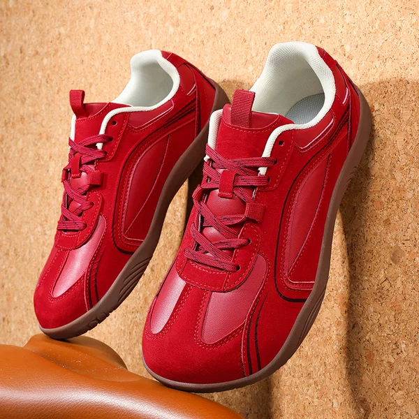 2025 Spring and Autumn Large Size Men's and Women's Shoes Lightweight Leather Sneakers Casual Running Shoes Wide Toe Wide Version Couple Shoes