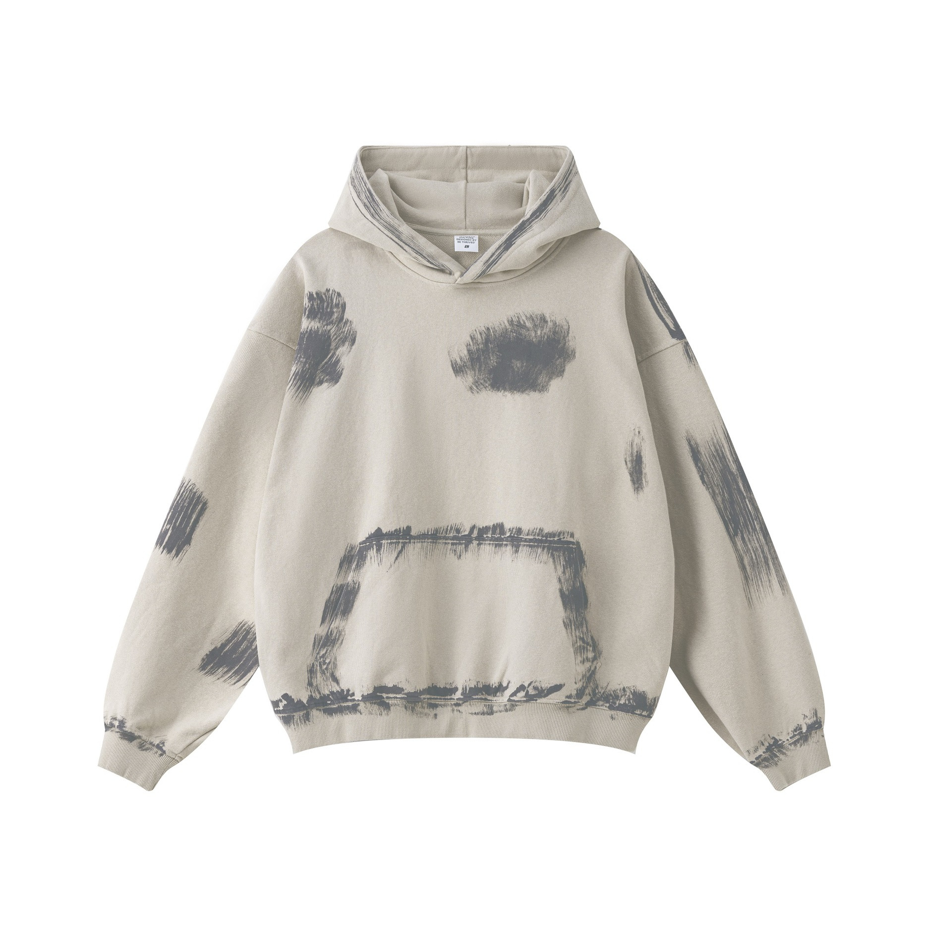 Vêtements pour hommes, streetwear décontracté, délavé, peint, ample, sweat à capuche surdimensionné_voghion.com