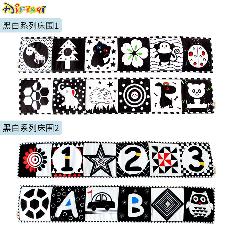 Color blanco y negro circunferencia de la cama bebé blanco y negro tela libro cama circunferencia bebé educación temprana juguetes en stock