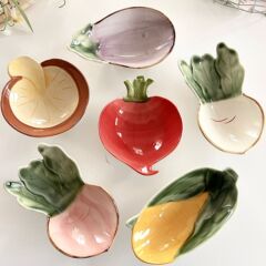 可爱蔬菜造型碗陶瓷小吃碟家用小菜碗餐厅水果沙拉碗甜品创意盘子