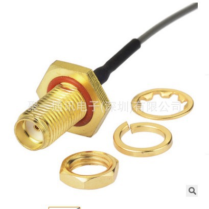 射频连接线SMA防水馈线母头带螺母转IPEX UFL接头1.13线RF跳线