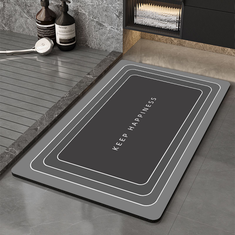 Modern Simple Diatom Mud Floor Mat Bathroom Toilet Water-Absorbent Non-Slip Foot Mat Entry-Resistant Stain-Resistant Easy-Care Door Mat
