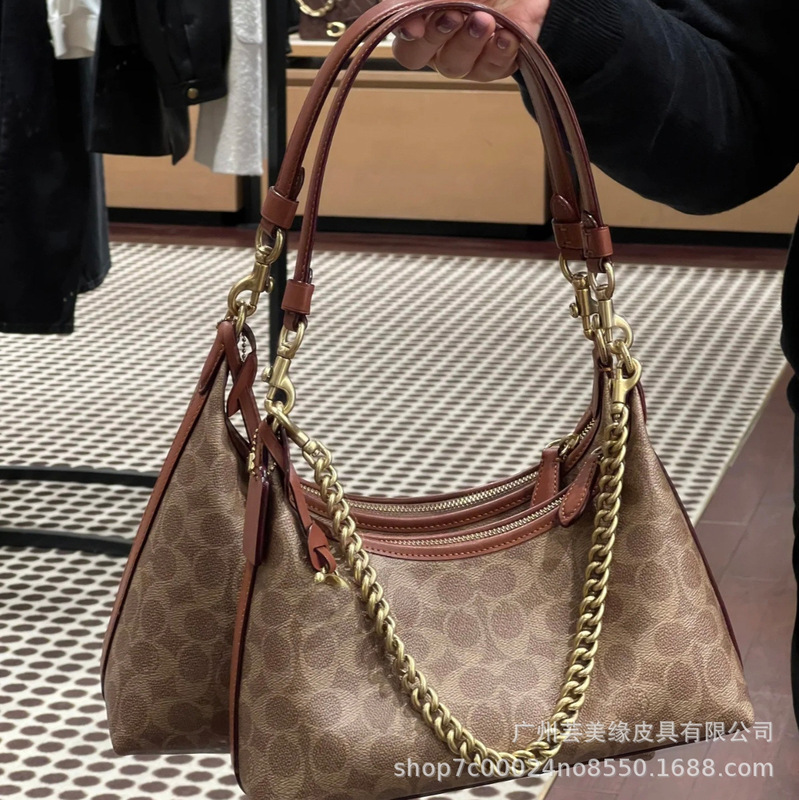 蔻c家新款Juliet 朱丽叶腋下包老花拉链月牙包复古半月单肩斜挎包|undefined