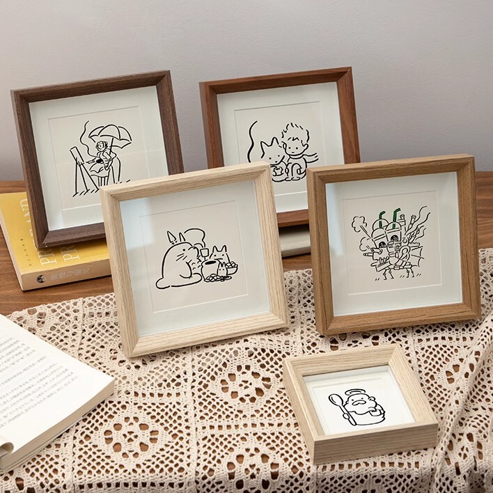 Ins cartoon text square photo frame 5 inch 6 inch 7 inch 8 inch oil painting stick picture frame wall creative retro table Ins cartoon text square photo frame 5 inch 6 inch 7 inch 8 inch oil painting stick picture frame wall creative retro table