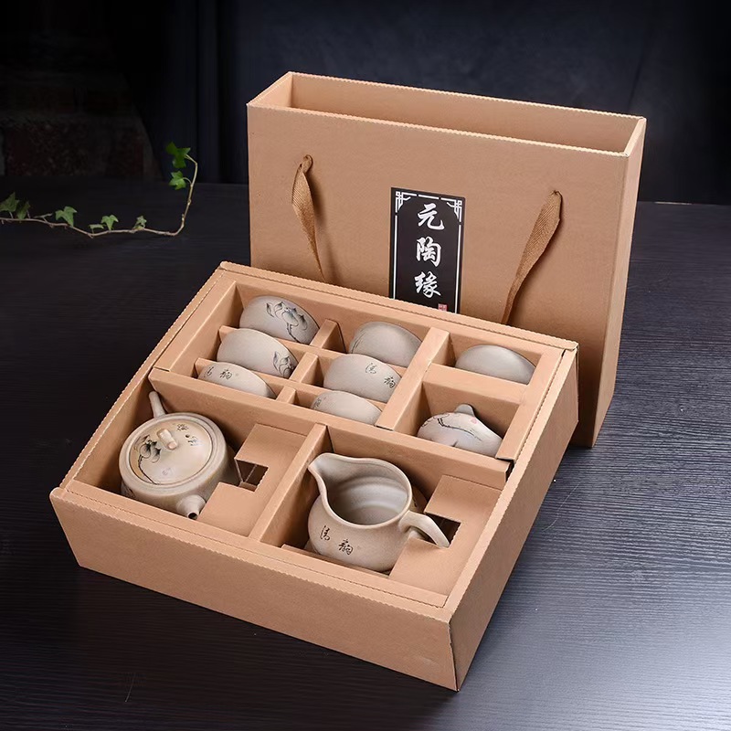 粗陶茶具套装陶瓷年会礼品办公家用陶瓷茶具套组茶壶盖碗泡茶器