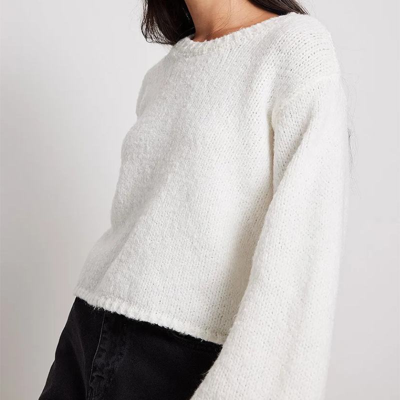 Suéter de punto con cordones en la espalda, estilo europeo y americano, para otoño e invierno, cuello redondo, manga larga, sexy, corto y versátil, top para chicas modernas