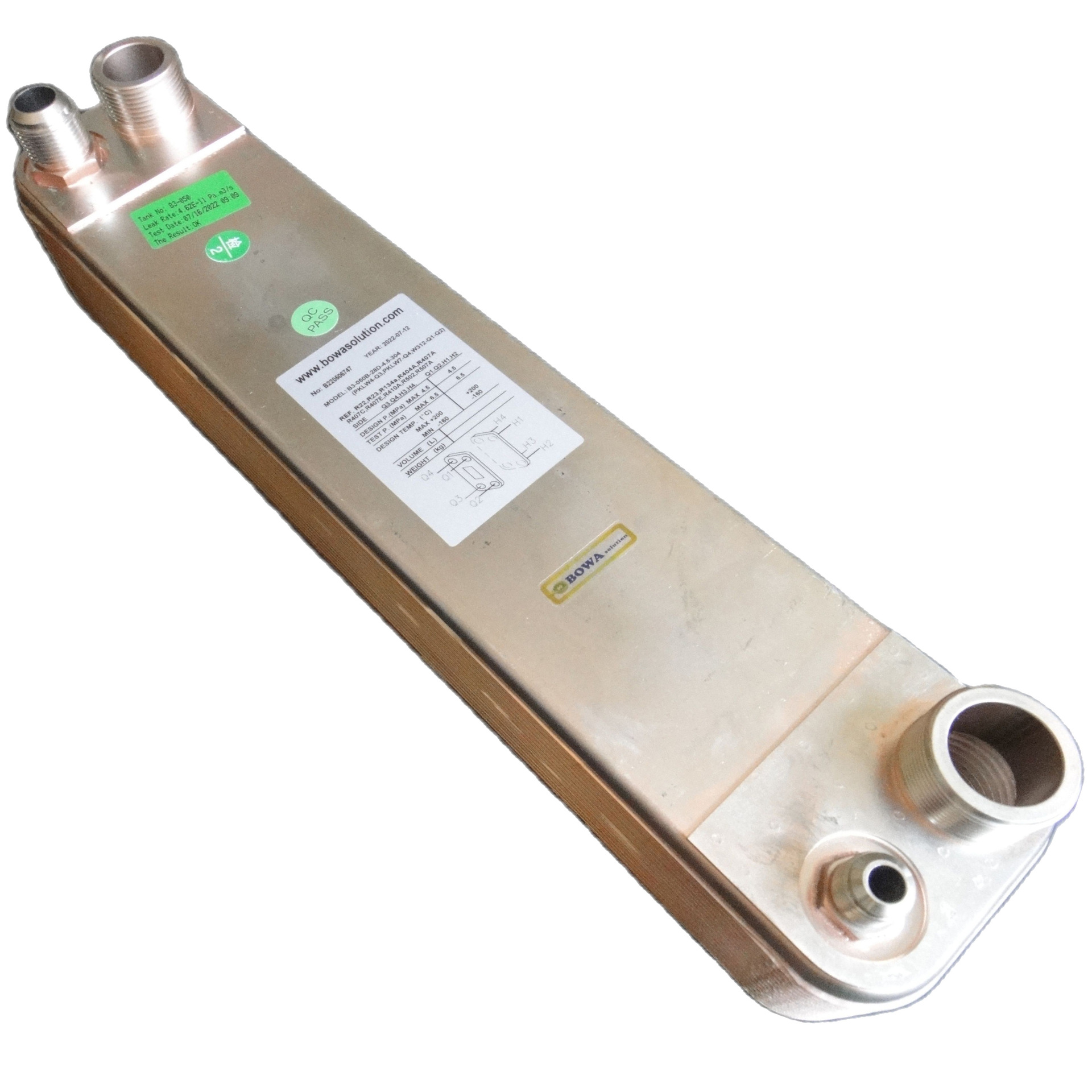 17.5KW不锈钢板式蒸发器用于7P丙二醇冷却或5HP注塑机降温,如ZP83