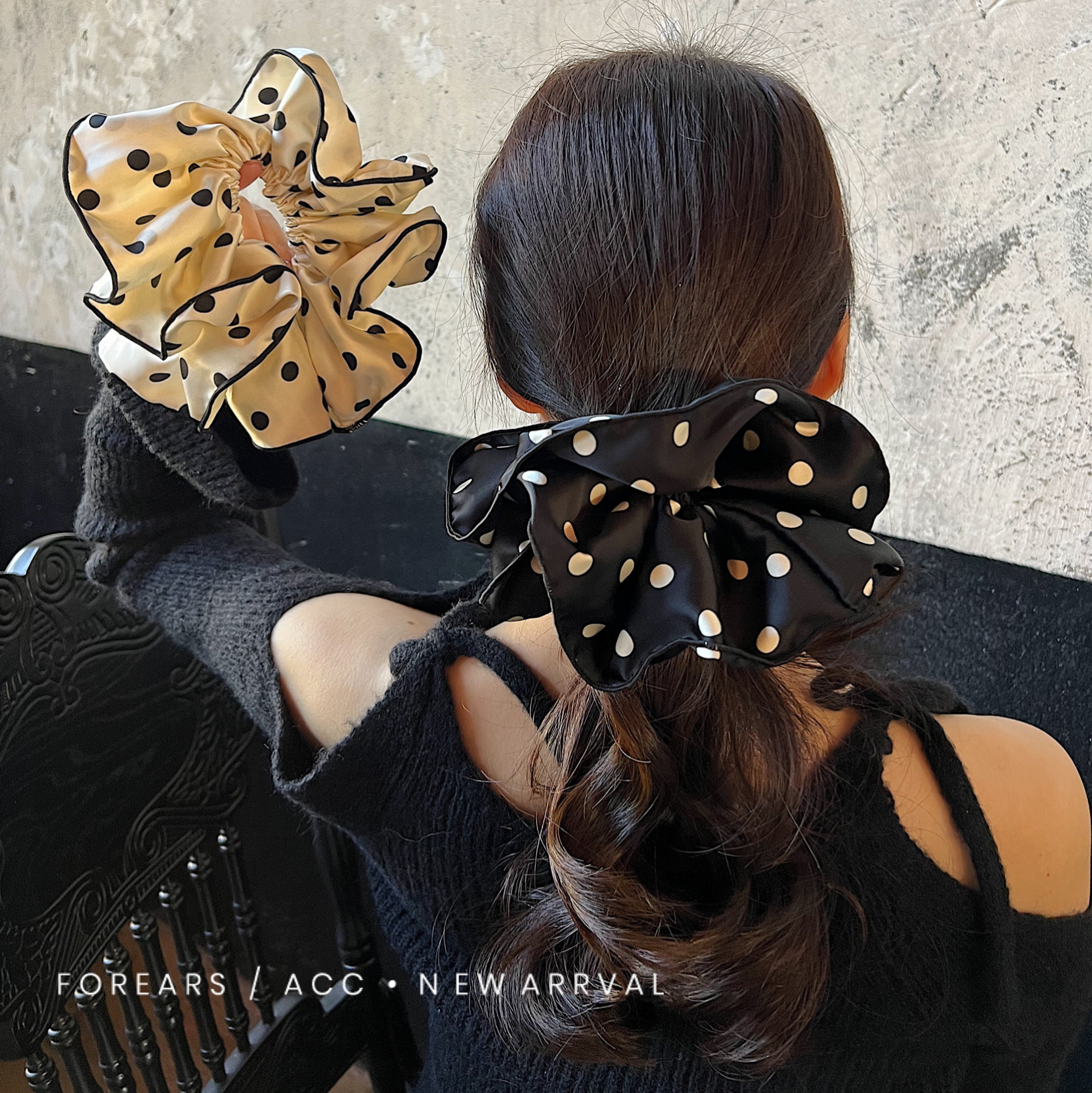 Elegante punto de onda anillo de pelo temperamento clásico tela cuerda de pelo anillo de pelo nuevo toque de cabeza flor de mujer