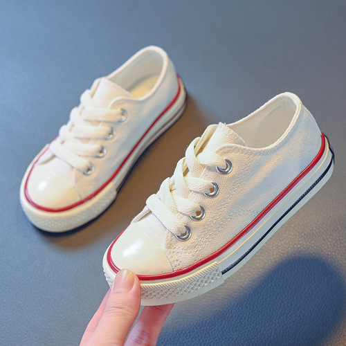 Canvas shoes 2024 spring new color girls student shoes low-cut glossy Korean version parent-child shoes boys white shoes