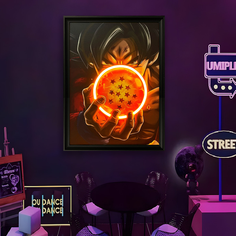 Led Bar Hanging Painting Dragon Ball Decorative Mural Neon Light Bedroom E-Sports Room Cyberpunk Luminous Picture Frame
